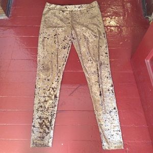 Gold Crushed Velvet Leggings